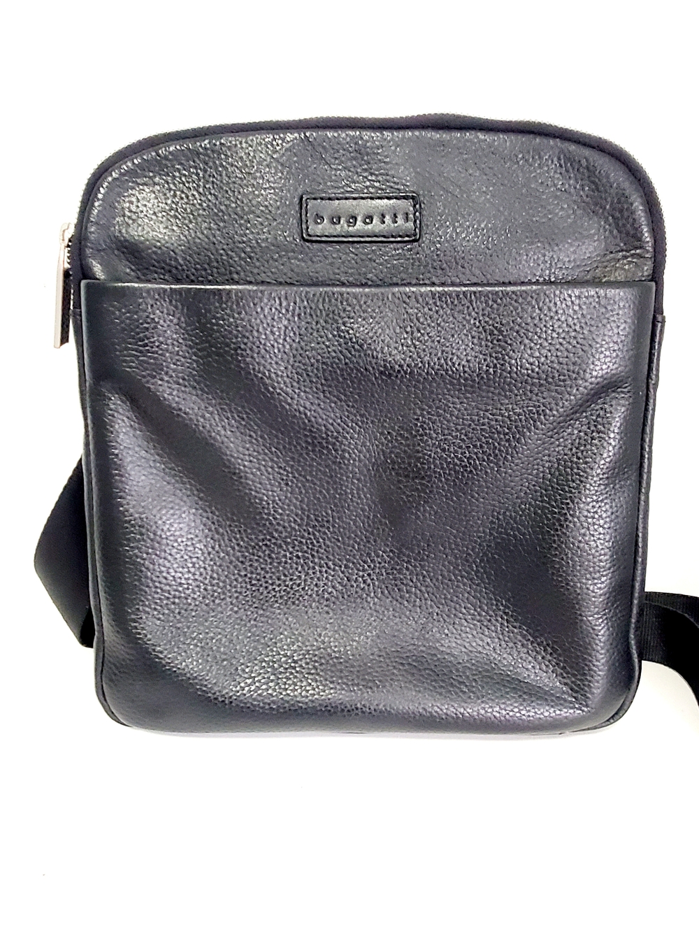 Bugatti Black Leather Crossbody Bag for Men